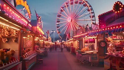 This bustling carnival with a Ferris wheel in the background. Carnival With Ferris Wheel