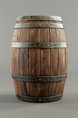 Fototapeta premium A wooden barrel with metal bands on it