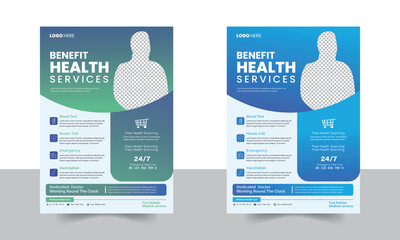Creative, Medical, health care flyer template Design
