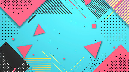 Soft Neon Abstract Background with 3D Pixart Shapes - Blue and pink geometric background with dots