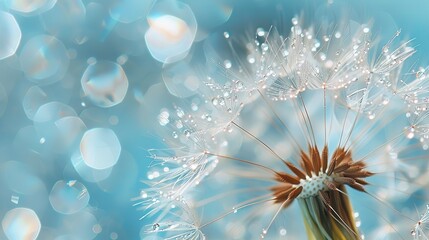 Glistening Dandelion with Water Droplets
