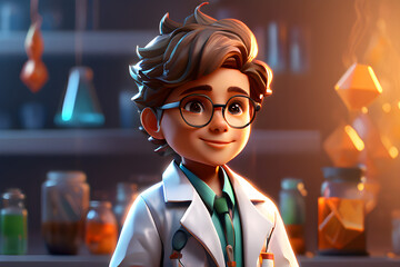 Child Medical Doctor Physician With Stethoscope Hopeful Aspiring Future Career Job Occupation Concept Poly Illustration