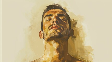 Abstract Portrait of Man with Eyes Closed