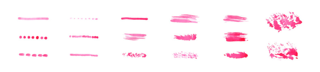 Set of watercolor brushes on white background. Strokes, brush strokes. Brush texture. Element of design. Vector design 