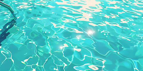 A turquoise swimming pool glistens in the sun, inviting swimmers to dive in and cool off