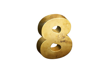 Obraz premium 3d Gold Numbers, Alphabet Number Eight made of Golden material, high-resolution image of 3d font, ready to use for graphic design purposes