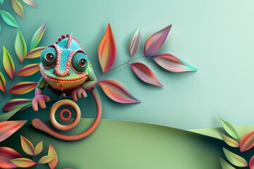 Chameleon Vector Illustration Suitable For Greeting Card, Poster Or T-shirt Printing.. Beautiful simple AI generated image in 4K, unique.