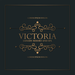 Luxury hotel label template. Trendy vintage royal ornament frames illustration.