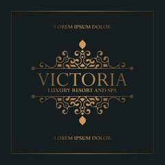 Luxury hotel label template. Trendy vintage royal ornament frames illustration.