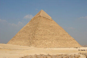 The Great Pyramids in Giza pyramid complex, Egypt. One of Seven Wonders of the World.