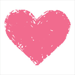 Grunge pink heart shape isolated on white background. Heart shape, love symbol