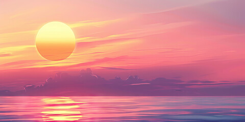 The sun sets, painting the sky in gentle hues of pink, orange, and purple.