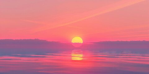 The sun sets, painting the sky in gentle hues of pink, orange, and purple.