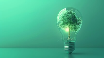 Eco friendly light bulb, symbolizing sustainable development and responsible environmental practices. Energy sources for renewable, Ecology concept.