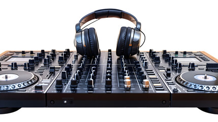 DJ Equipment for Dynamic Audio Mixing, Isolated on White, Transparent Background, PNG File, Hand Edited Generative AI