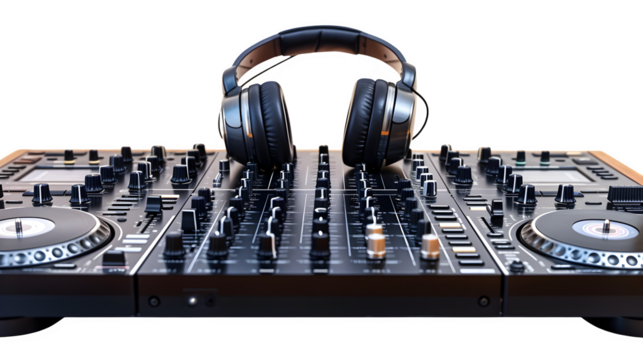 DJ Equipment for Dynamic Audio Mixing, Isolated on White, Transparent Background, PNG File, Hand Edited Generative AI
