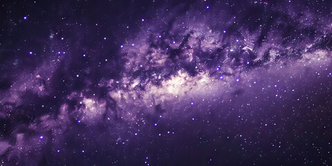 Naklejka premium The deep purple night sky is filled with twinkling stars, the Milky Way stretching across it like a shimmering ribbon
