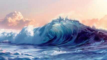 Sea wave for surfing on water surface