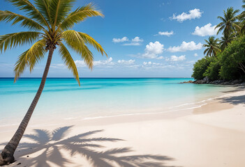 Isolated palm tree on a tropical beach