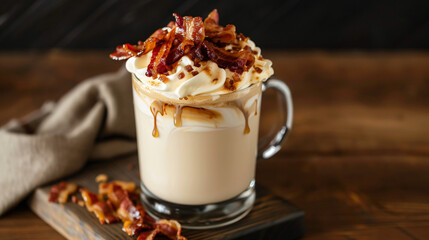 Unique latte with crispy bacon