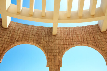 Fototapeta premium Beautifully stylish Egyptian columns on nature background