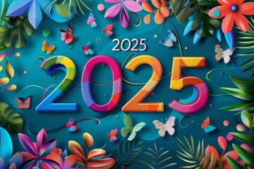 2025 New Year background, 2025 greeting card and logo design, happy celebrate banner, eve poster