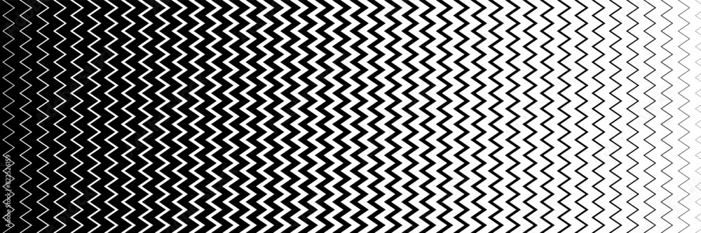 Poster horizontal halftone of black zigzag design for pattern and background.
