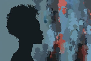 portrait of a black woman. An African-American girl. Black History Month. Cartoon, flat, vector illustration. horizontal banner. Beautiful simple AI generated image in 4K, unique.