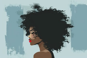 portrait of a black woman. An African-American girl. Black History Month. Cartoon, flat, vector illustration. horizontal banner. Beautiful simple AI generated image in 4K, unique.