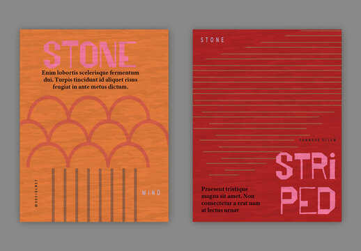 US Letter Flyer Simple Geometric Shapes Retro Colored Textured