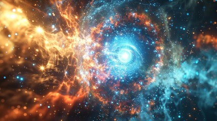 A shimmering everchanging sea of subatomic particles each with their own unique properties filling the interior of a neutron star.