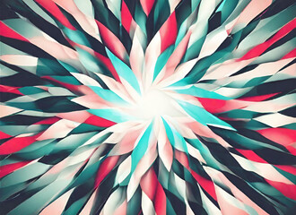 Illustration of carrot and vegetable patern, Hallucinogen fluorescent background of surreal colors, Modern Mandala Design Geometric Patterns with Bold Colors