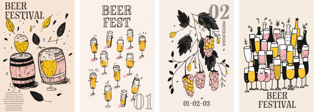 Beer festival poster background illustration. Flyer for a drinks celebration