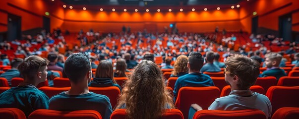 Fototapeta premium Wide view of an audience in a movie theatre