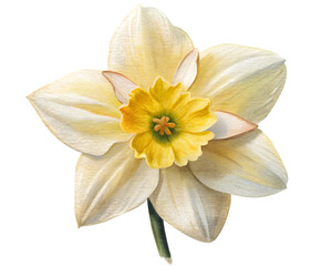 Fototapeta premium Daffodil Flower Grain Illustration Isolated on Transparent Background - Detailed Botanical Art