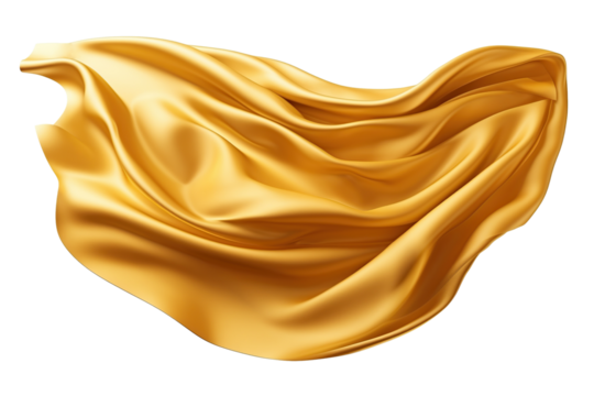 Flying golden silk fabric. cut out on transparent	