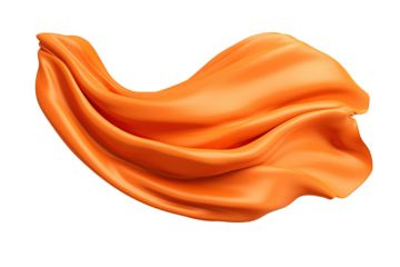 Flying orange silk fabric. cut out on transparent	