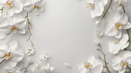 White orchids on a light background