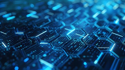 3D Render of Blue Abstract Background with Hexagon Pattern