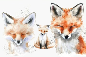 Obraz premium Beautiful red fox - watercolor.. Beautiful simple AI generated image in 4K, unique.