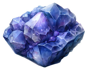 Iolite Gemstone Grain Illustration Isolated on Transparent Background - Detailed Mineral Art