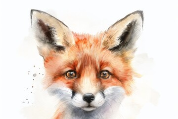 Obraz premium Beautiful red fox - watercolor.. Beautiful simple AI generated image in 4K, unique.