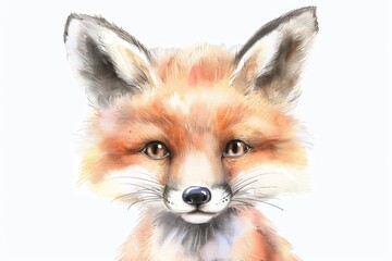 Fototapeta premium Beautiful red fox - watercolor.. Beautiful simple AI generated image in 4K, unique.
