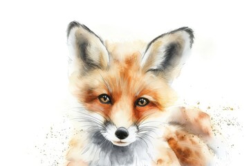 Fototapeta premium Woodland Animals & Plants Clipart Watercolor Set - Transparent PNGs - Nursery Clipart, Fox, Bear, Deer, Hedgehog. Beautiful simple AI generated image in 4K, unique.