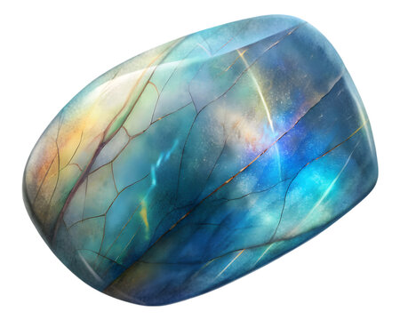 Labradorite Gemstone Grain Illustration Isolated on Transparent Background - Detailed Mineral Art