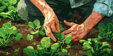 A gardener carefully tends to their meticulously planned garden, their hands moving with a practiced ease that speaks of years spent cultivating this small piece of paradise