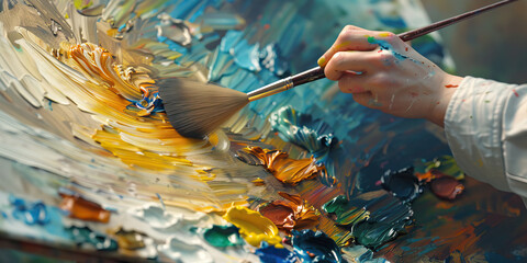 A painter meticulously mixes colors on a palette, their brush gliding across the canvas as they capture the essence of their subject.