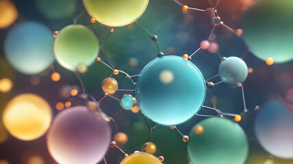 3d colorful molecular structure. Concept of the science, connection, chemistry, biology, medicine, technology.
