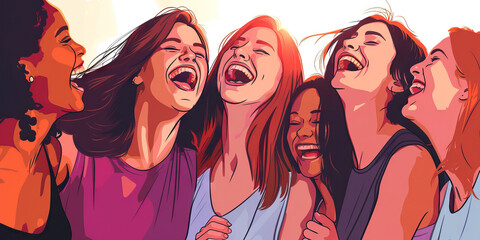 A group of friends laugh and dance, oblivious to the world around them as they share in the joy of each other's company