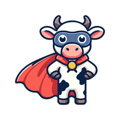 cartoon cute cow hero icon character
